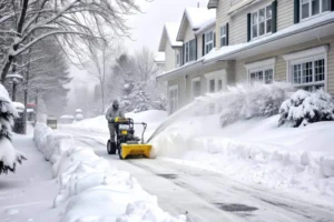Residential snow removal Ashwaubenon, WI clearing a home driveway
